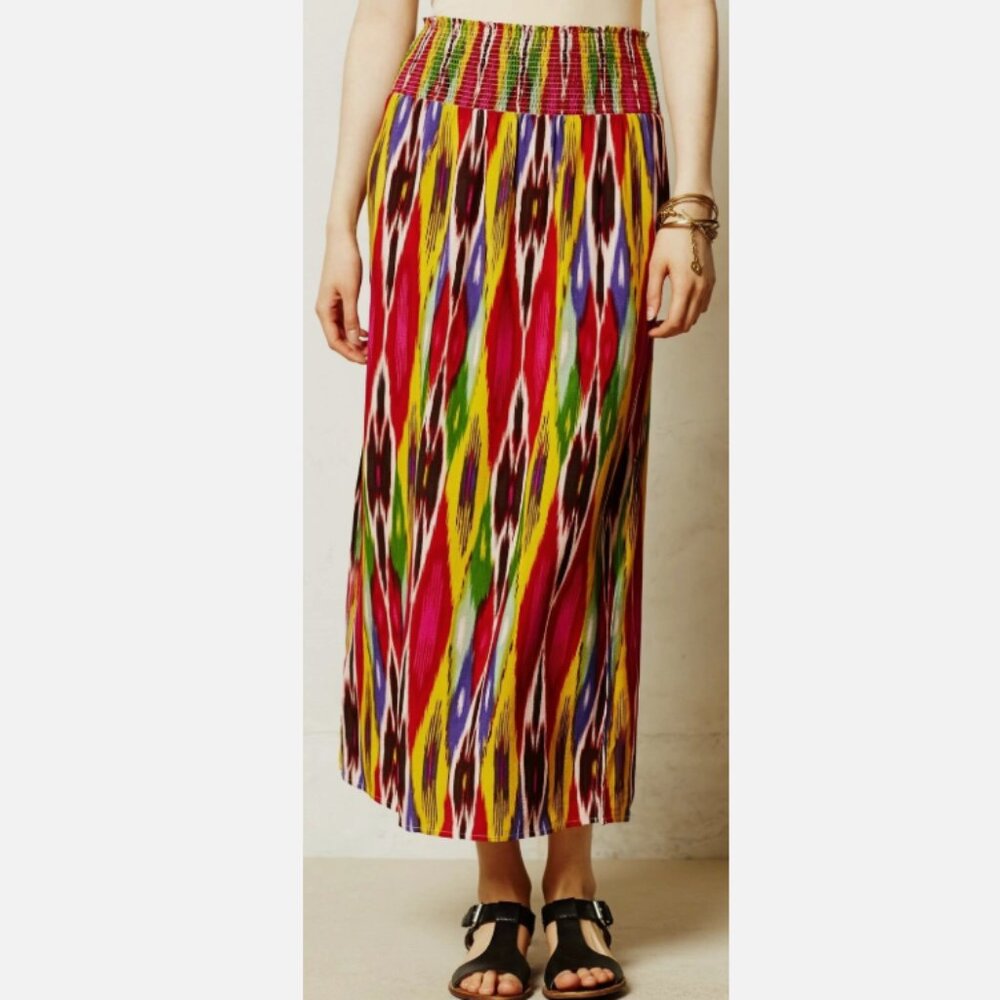Vanessa Virginia Soft Lightweight Elastic Waistband Pull-on Boho Skirt Medium